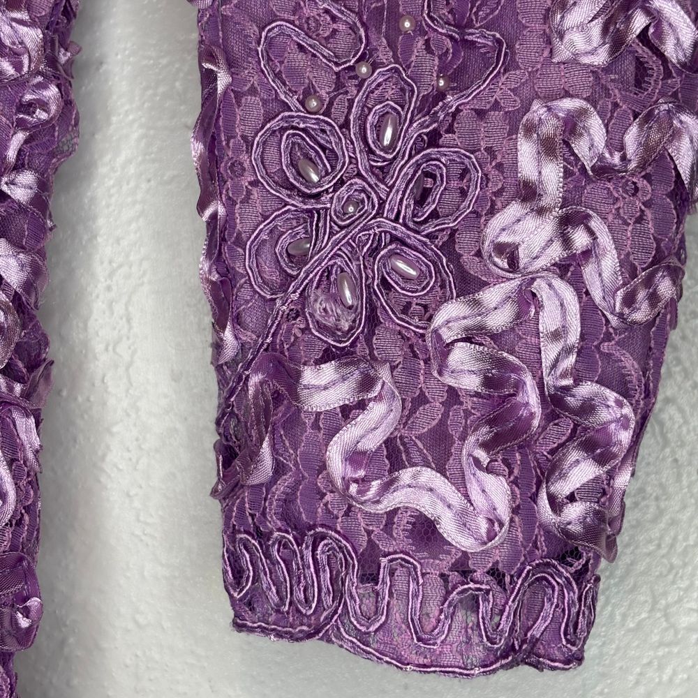 Vintage Lavender Ellim USA Women's Jacket Embroidered‎ Beaded Long Sleeve Lace - Picture 11 of 11